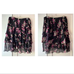 NWT Club Monaco Layered Printed Silk Skirt